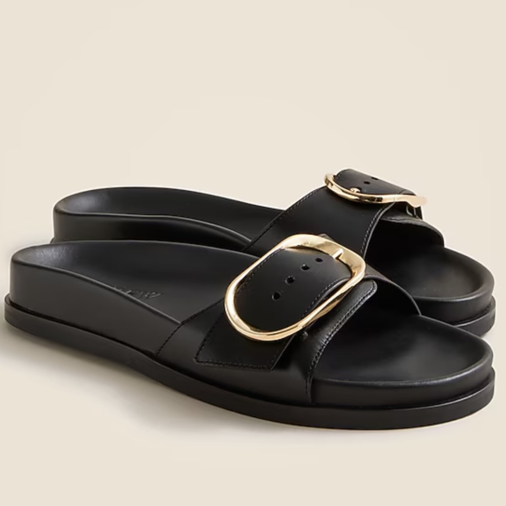 J. Crew Colbie oversized buckle sandals in black leather
